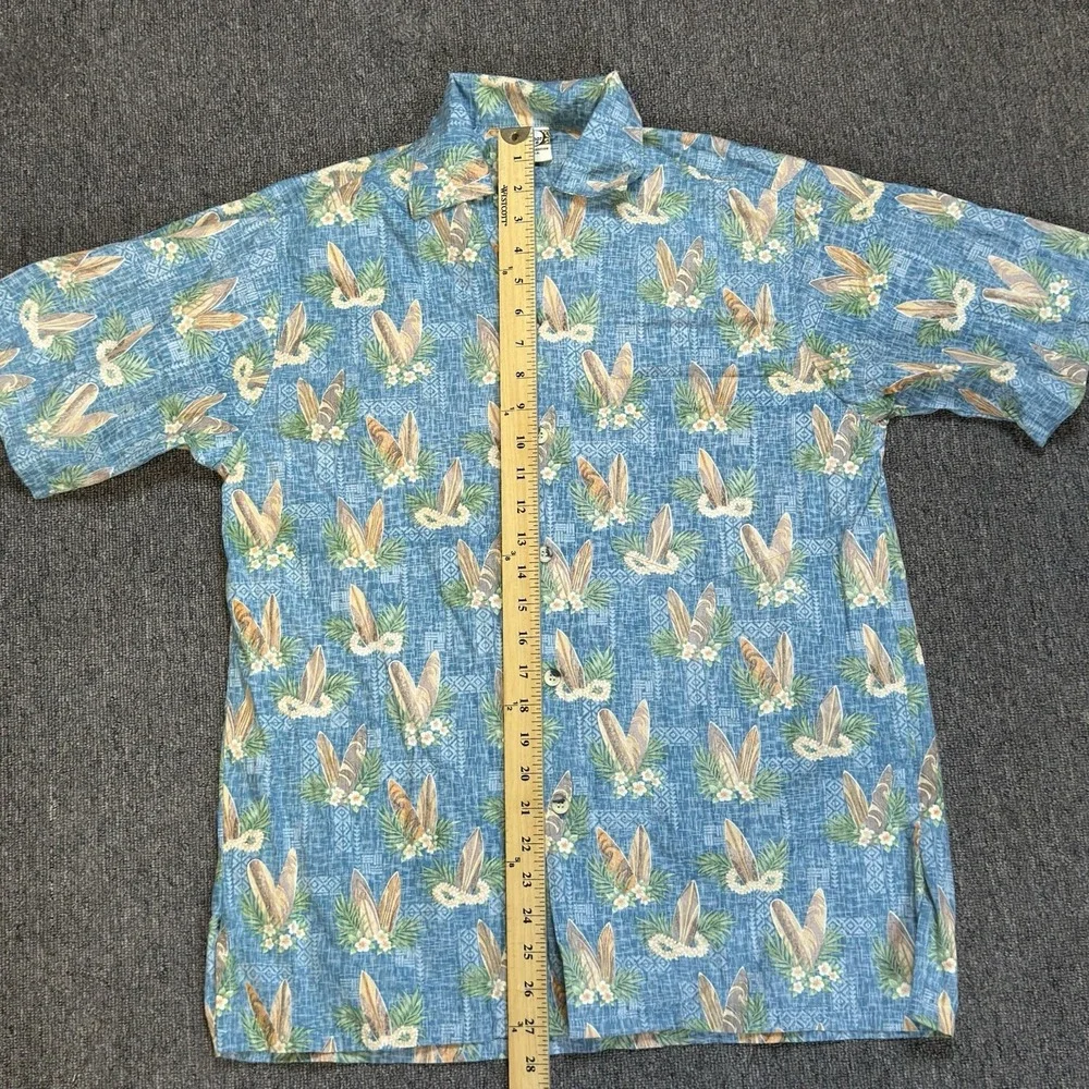 Go Barefoot Hawaiian Shirt Button Up Reverse Print Tropical Surf Mens Size Small